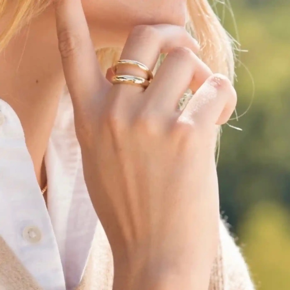 New LOREN STEWART Curateur Double Open Band Ring 14k Yellow Gold Plated Size 7 - Picture 2 of 7